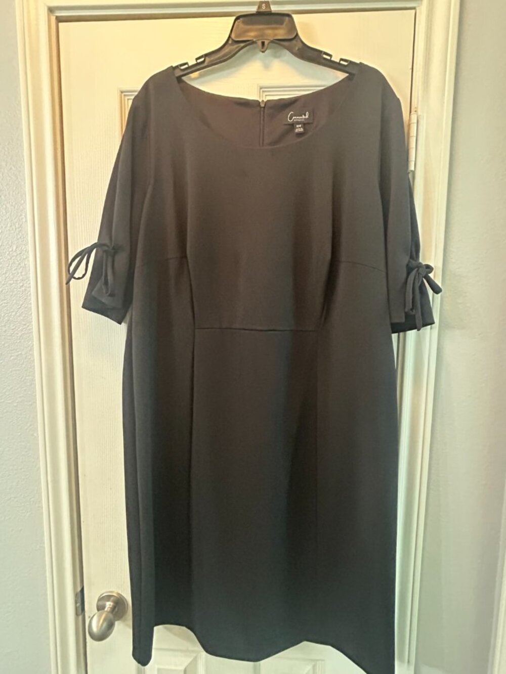 Dillard's Connected Apparel Black Sheath Dress 18W Tie Sleeve Career Work Dress